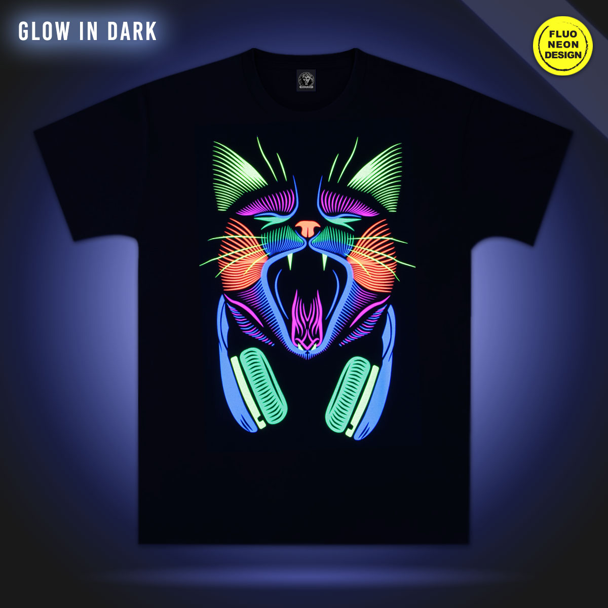 Screaming Cat'' Neon T-Shirt - Magic Leaf