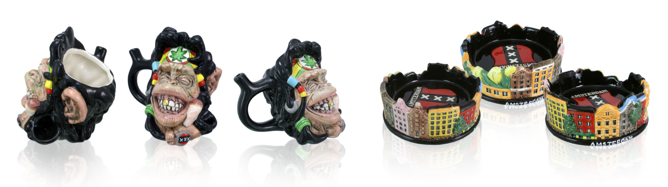 Ceramic pipe mug and ashtray