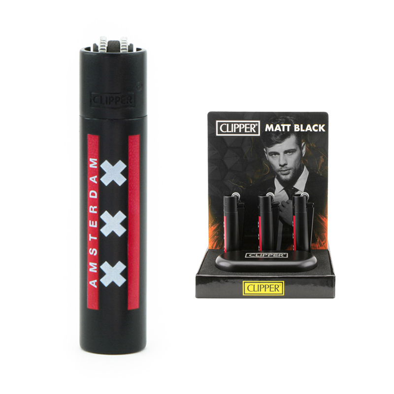Metal Clipper Lighters with Custom Printed Logo - Black