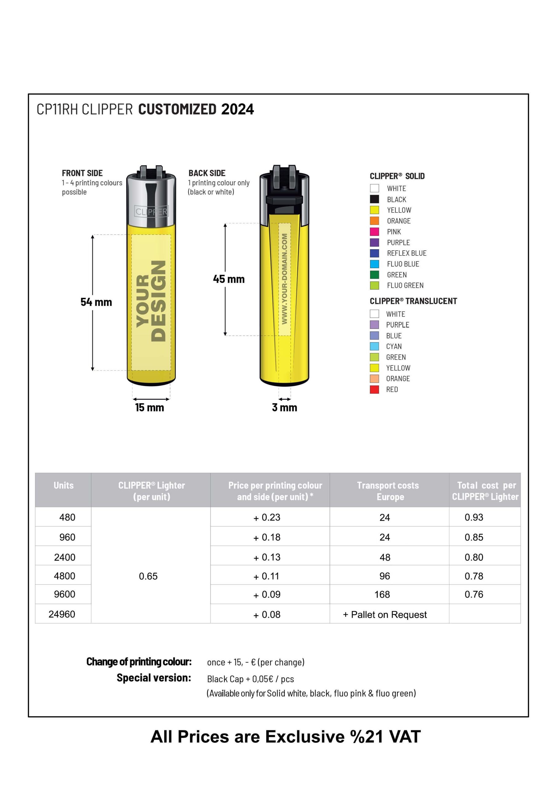 CUSTOM CLIPPER PRICE LIST 2024